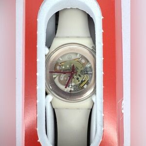 NIB Swatch Shades of Rose Retro Skeleton Dial New Gent Limited Edition SUOP107